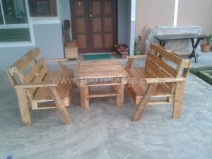 pallet wood benches and table